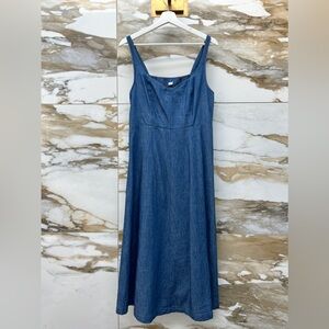 Old Navy Fit & Flare Sleeveless Denim Jean Midi Dress Womens M